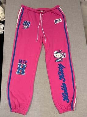 Hello Kitty Tennis MVP Graphic Jogger Sweatpants Hot Pink Size XXL